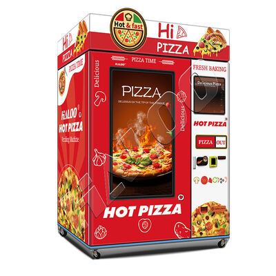 55-Zoll-Touchscreen-Pizza-Automaten mit Heiz- und Backsystem, mit einer LED-Lichtbox auf der Oberseite der Pizza-Maschine