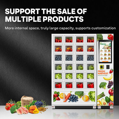 Halo 24-Gitter-Smart-Vending-Schrank mit verdickter Verzinkung und dreischichtiger Glastür mit Kühlsystem.