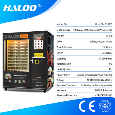 24 Stunden Box Lunch Food Vending Machine 60 Arten 60HZ 4-5 Kanäle