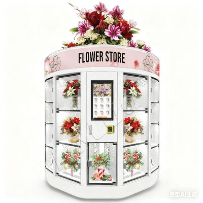 Haloo Frischblumen Automaten Weiß 13 Schließfach Großer Blumenstrauß Warmverkauf für Einkaufszentren Kreditkarten Zahlungssystem