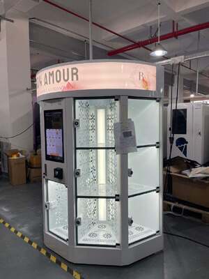 Haloo Frischblumen Automaten Weiß 13 Schließfach Großer Blumenstrauß Warmverkauf für Einkaufszentren Kreditkarten Zahlungssystem