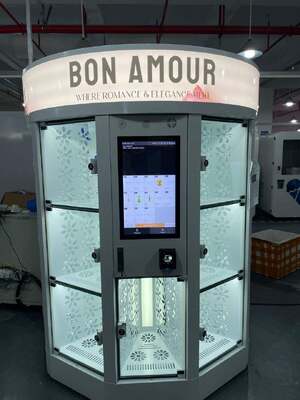 Haloo Frischblumen Automaten Weiß 13 Schließfach Großer Blumenstrauß Warmverkauf für Einkaufszentren Kreditkarten Zahlungssystem