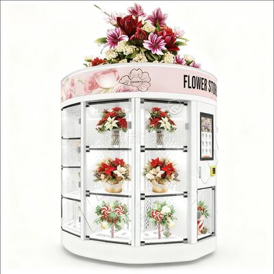 Haloo Frischblumen Automaten Weiß 13 Schließfach Großer Blumenstrauß Warmverkauf für Einkaufszentren Kreditkarten Zahlungssystem