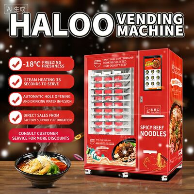 Haloo -18 °C gefrorene Nudeln Automaten mit farbigen Stahlplattenmaterial, Mikrowellenherd, Dampferhitzung für 35 Sekunden, servieren