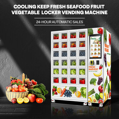 Halo 24-Gitter-Smart-Vending-Schrank mit verdickter Verzinkung und dreischichtiger Glastür mit Kühlsystem.